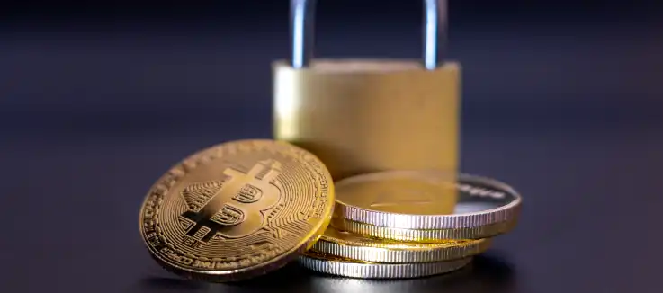 bitcoin next to a lock