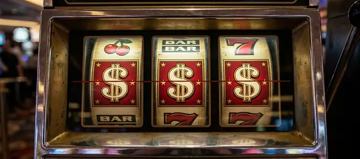 Three-reel slot with 3 dollar signs
