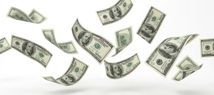 floating dollar bills