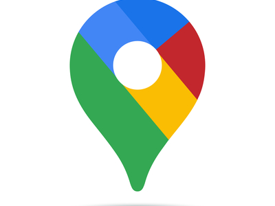 Google Maps Logo - blue, red, orange and green marker pointing down to the spot on a map